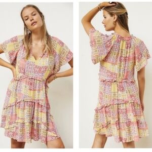 Anthropologie Robin Tiered Dress Medium Petite